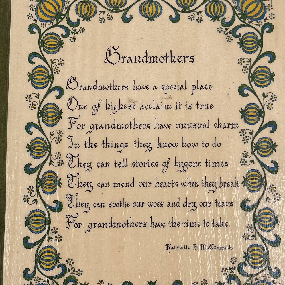 Grandfather Grandmother Poem Wall Decor Plaque Harriette McCormick 1973 Vintage - Picture 3 of 9